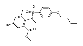 5-bromo-2-[(4-butoxy-benzenesulfonyl)-methyl-amino]-3-methyl-benzoic acid methyl ester结构式