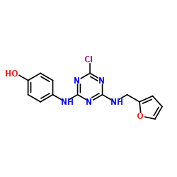 4-(4-CHLORO-6-[(FURAN-2-YLMETHYL)-AMINO]-[1,3,5]TRIAZIN-2-YLAMINO)-PHENOL Structure