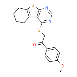 1-(4-methoxyphenyl)-2-((5,6,7,8-tetrahydrobenzo[4,5]thieno[2,3-d]pyrimidin-4-yl)thio)ethan-1-one结构式