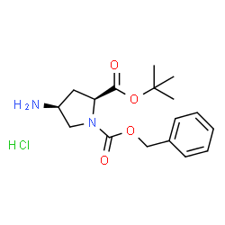 1-苄基2-(叔丁基)(2S,4S)-4-氨基吡咯烷-1,2-二羧酯盐酸盐结构式