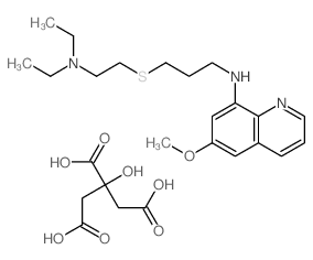 N-[3-(2-diethylaminoethylsulfanyl)propyl]-6-methoxy-quinolin-8-amine; 2-hydroxypropane-1,2,3-tricarboxylic acid结构式