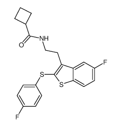 N-(2-(5-fluoro-2-(4-fluorophenylthio)benzo[b]thiophen-3-yl)ethyl)cyclobutanecarboxamide结构式