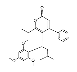 6-ethyl-5-(3-methyl-1-(2,4,6-trimethoxyphenyl)butyl)-4-phenyl-2H-pyran-2-one结构式