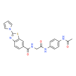 N-(2-{[4-(acetylamino)phenyl]amino}-2-oxoethyl)-2-(1H-pyrrol-1-yl)-1,3-benzothiazole-6-carboxamide structure