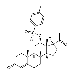 12α-(toluene-4-sulfonyloxy)-pregn-4-ene-3,20-dione Structure