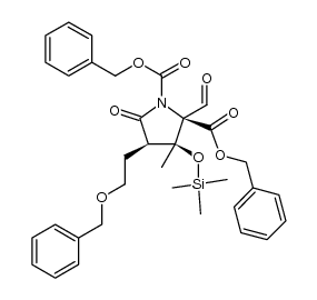 (2S,3S,4R)-dibenzyl 4-(2-(benzyloxy)ethyl)-2-formyl-3-methyl-5-oxo-3-((trimethylsilyl)oxy)pyrrolidine-1,2-dicarboxylate Structure