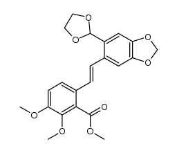 methyl (E)-3,4-dimethoxy-2'-(1,3-dioxolan-2-yl)-4',5'-methylenedioxystilbene-2-carboxylate结构式