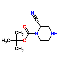 (2S)-2-Cyano-1-piperazinecarboxylic acid 1,1-dimethylethyl ester结构式