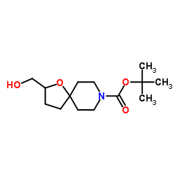 1-Oxa-8-azaspiro[4.5]decane-8-carboxylic acid,2-(hydroxymethyl)-,1,1-dimethylethyl ester Structure