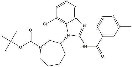 1H-Azepine-1-carboxylic acid, 3-[7-chloro-2-[[(2-methyl-4-pyridinyl)carbonyl]amino]-1H-benzimidazol-1-yl]hexahydro-, 1,1-dimethylethyl ester, (3R)- structure