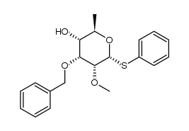 phenyl 3-O-benzyl-6-deoxy-2-O-methyl-1-thio-α-D-ribohexopyranoside结构式