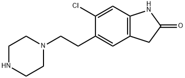 6-Chloro-5-(2-piperazin-1-yl-ethyl)-1,3-dihydro-indol-2-one结构式
