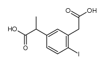 2-(3-carboxymethyl-4-iodophenyl)propionic acid结构式