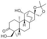 ent-11β,18-Dihydroxy-16α,17- isopropylidenedioxyatisan-3-one structure