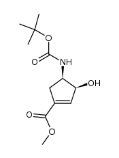 (3R,4S)-4-tert-butoxycarbonylamino-3-hydroxycyclopent-1-enecarboxylic acid methyl ester Structure