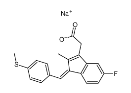 sodium salt of trans 5-fluoro-2-methyl-1-[p-(methylthio)benzyliden]inden-3-acetic acid Structure