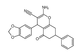 2-amino-4-(1,3-benzodioxol-5-yl)-5-oxo-7-phenyl-4,6,7,8-tetrahydrochromene-3-carbonitrile Structure