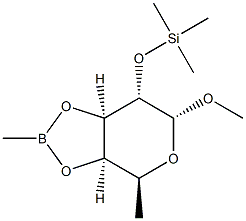 Methyl 3-O,4-O-(methylboranediyl)-2-O-(trimethylsilyl)-6-deoxy-α-L-galactopyranoside structure