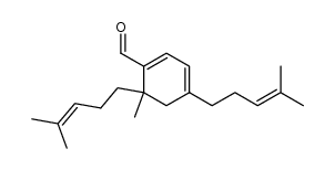 4,6-bis(4-methylpent-3-en-1-yl)-6-methylcyclohexa-1,3-diene-1-carbaldehyde Structure