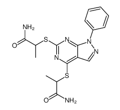 2,2'-(1-phenyl-1H-pyrazolo[3,4-d]pyrimidine-4,6-diylbissulfanyl)-bis-propionamide Structure