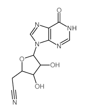 2-[3,4-dihydroxy-5-(6-oxo-3H-purin-9-yl)oxolan-2-yl]acetonitrile Structure