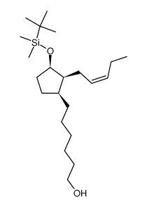 6-[(1S,2S,3R)-3-(tert-Butyl-dimethyl-silanyloxy)-2-((Z)-pent-2-enyl)-cyclopentyl]-hexan-1-ol结构式