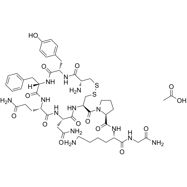 Vasopressin, 8-l-lysine-, monoacetate (salt) structure