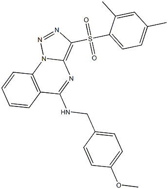 3-(2,4-dimethylphenyl)sulfonyl-N-[(4-methoxyphenyl)methyl]triazolo[1,5-a]quinazolin-5-amine结构式