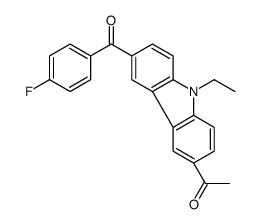 1-[9-ethyl-6-(4-fluoro-benzoyl)-9H-carbazol-3-yl]-ethanone结构式