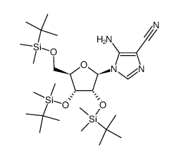 5-amino-1-[2',3',5'-O-tris(tert-butyldimethylsilyl)-β-D-ribofuranosyl]imidazole-4-carbonitrile Structure