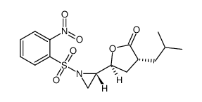(3R,5S)-5-[(S)-1-(2-nitrobenzenesulfonyl)aziridin-2-yl]-3-isobutyltetrahydrofuran-2-one Structure
