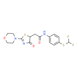 N-{4-[(difluoromethyl)sulfanyl]phenyl}-2-[2-(morpholin-4-yl)-4-oxo-4,5-dihydro-1,3-thiazol-5-yl]acetamide结构式