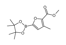 methyl 3-methyl-5-(4,4,5,5-tetramethyl-1,3,2-dioxaborolan-2-yl)furan-2-carboxylate结构式