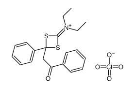 diethyl-(4-phenacyl-4-phenyl-1,3-dithietan-2-ylidene)azanium,perchlorate结构式
