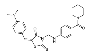 (5E)-5-[[4-(dimethylamino)phenyl]methylidene]-3-[[4-(piperidine-1-carbonyl)anilino]methyl]-2-sulfanylidene-1,3-thiazolidin-4-one结构式