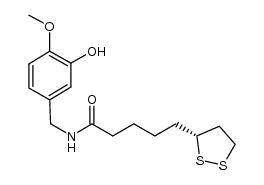 (R)-5-[1,2]dithiolan-3-yl-pentanoic acid N-(3-hydroxy-4-methoxybenzyl)amide结构式