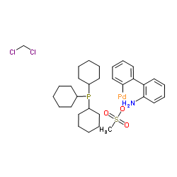 甲烷磺酰(三环己基膦)(2''-氨基-1,1''-联苯-2-基)钯(II)结构式