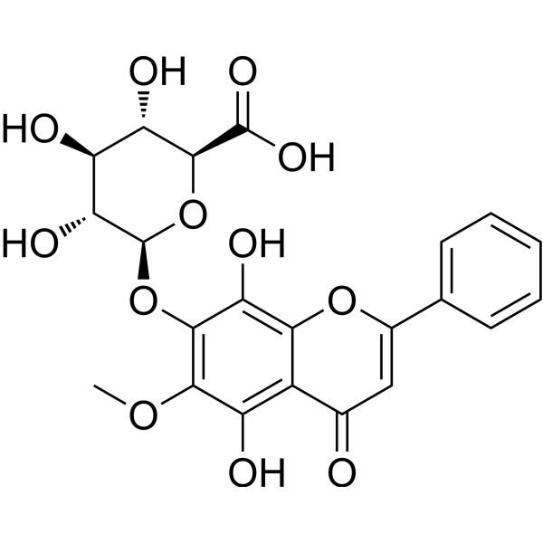 5,7,8-Trihydroxy-6-methoxy flavone-7-O-glucuronideb Structure