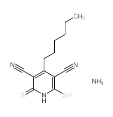 4-hexyl-2-sulfanyl-6-sulfanylidene-1H-pyridine-3,5-dicarbonitrile结构式