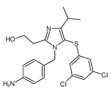 2-[1-[(4-aminophenyl)methyl]-5-(3,5-dichlorophenyl)sulfanyl-4-propan-2-ylimidazol-2-yl]ethanol Structure