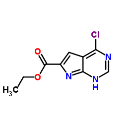 4-氯-7H-吡咯并[2,3-d]嘧啶-6-甲酸乙酯结构式