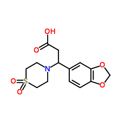 3-(1,3-Benzodioxol-5-yl)-3-(1,1-dioxido-4-thiomorpholinyl)propanoic acid结构式