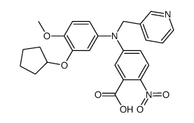 3-cyclopentyloxy-4-methoxy-N-(3-carboxy-4-nitrophenyl)-N-(3-pyridylmethyl)aniline Structure