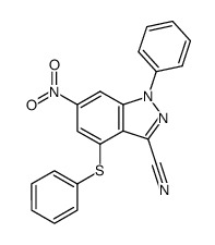 3-cyano-6-nitro-1-phenyl-4-phenylthio-1H-indazole Structure