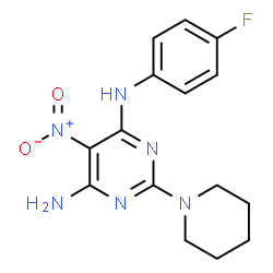 N-(4-fluorophenyl)-5-nitro-2-(piperidin-1-yl)pyrimidine-4,6-diamine结构式
