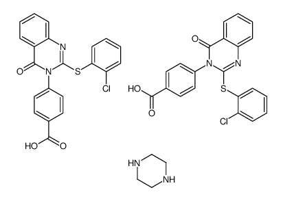 4-[2-(2-chlorophenyl)sulfanyl-4-oxoquinazolin-3-yl]benzoic acid,piperazine结构式