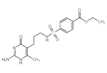 Benzoicacid,4-[[[3-(2-amino-1,6-dihydro-4-methyl-6-oxo-5-pyrimidinyl)propyl]amino]sulfonyl]-,ethyl ester结构式