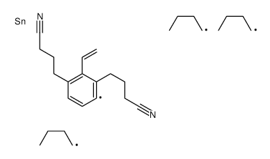 4-[3-(3-cyanopropyl)-2-ethenyl-4-tributylstannylphenyl]butanenitrile结构式