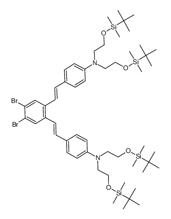 1,2-dibromo-4,5-bis{(E)-2-[p-N,N-bis(2-tert-butyldimethylsiloxyethyl)aminophenyl]ethenyl}benzene Structure