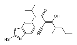 2-cyano-3-hydroxy-4-methyl-hept-2-enoic acid isopropyl-(2-mercapto-benzothiazol-6-yl)-amide结构式